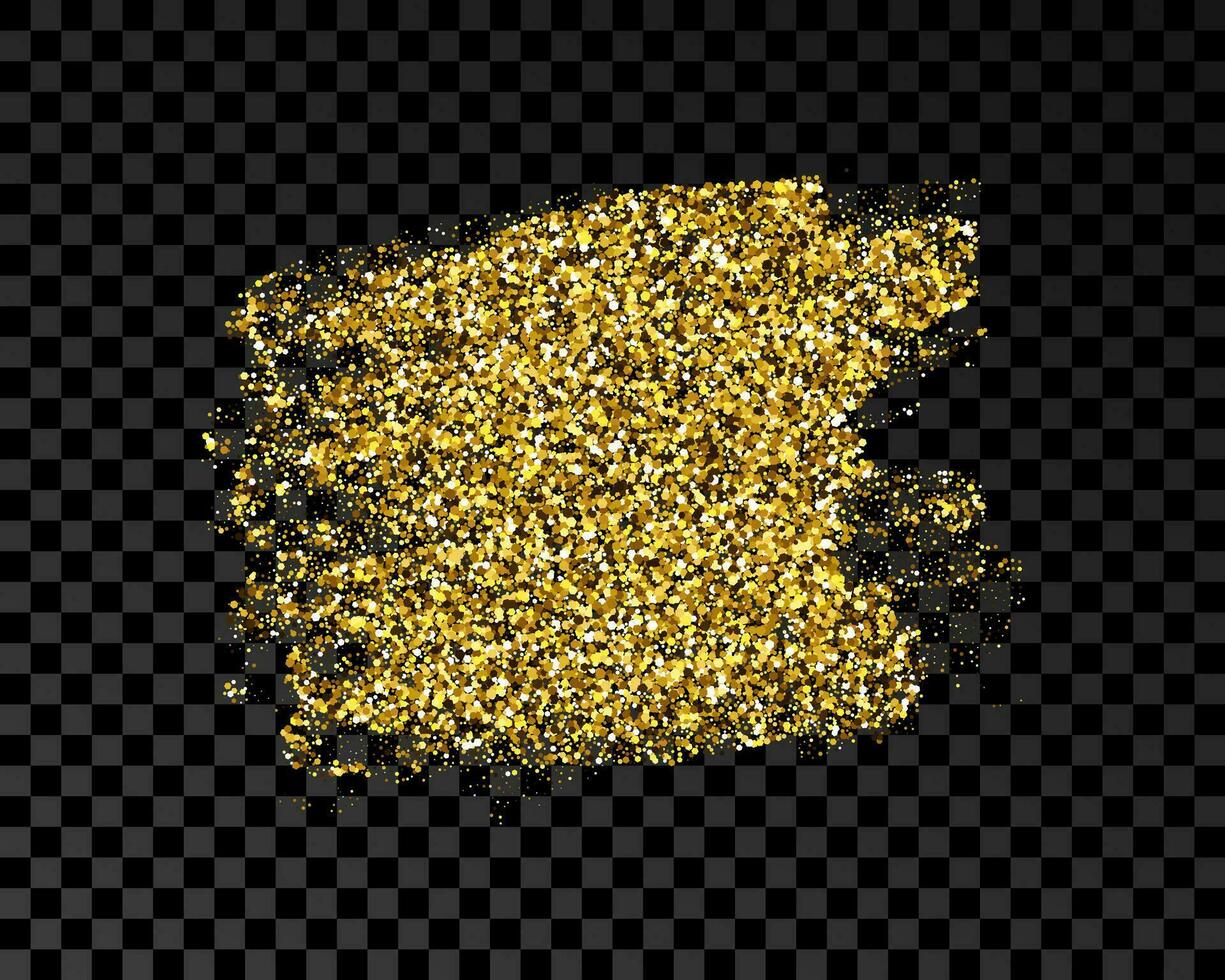 Hand drawn ink spot in gold glitter. Gold ink spot with sparkles isolated on dark background. Vector illustration