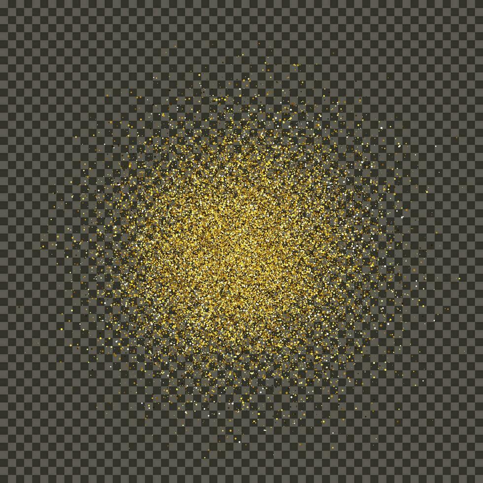 oro reluciente polvo en un gris antecedentes. polvo con oro Brillantina efecto y vacío espacio para tu texto. vector ilustración
