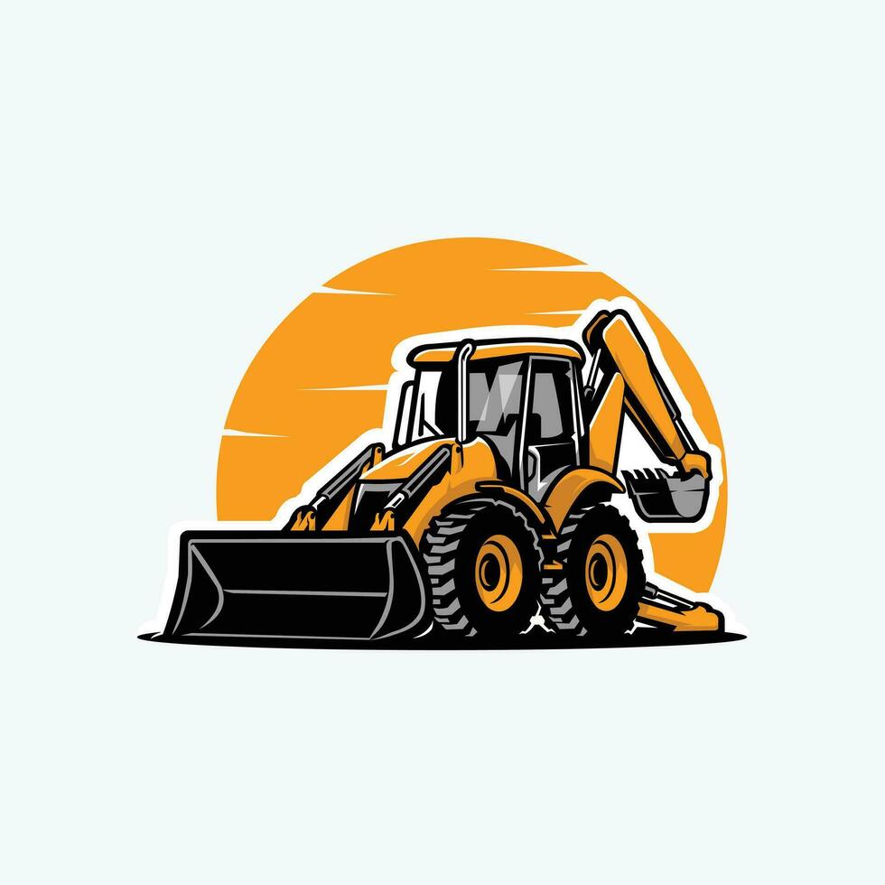 Skid Steer Loader Vector Art Illustration. Bulldozer Vector Illustration. Best for Agricultural Related Industry