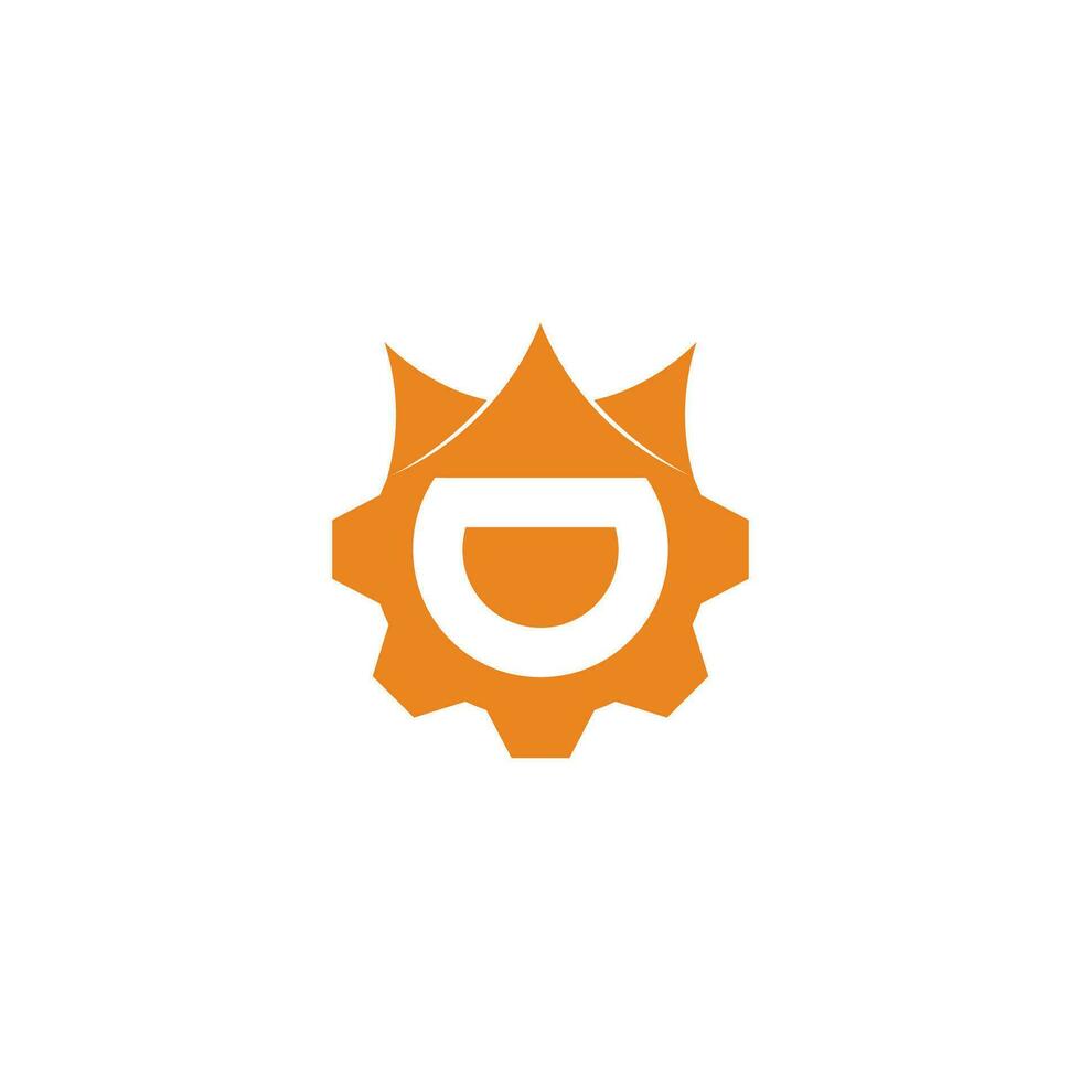 simple king crown fun cog machine logo vector