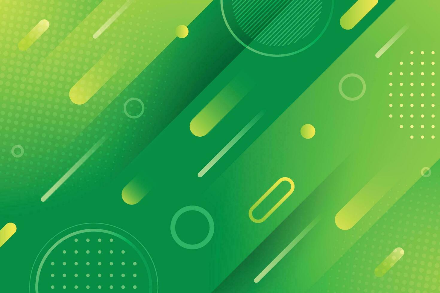 Green and yellow abstract background with circles and lines vector