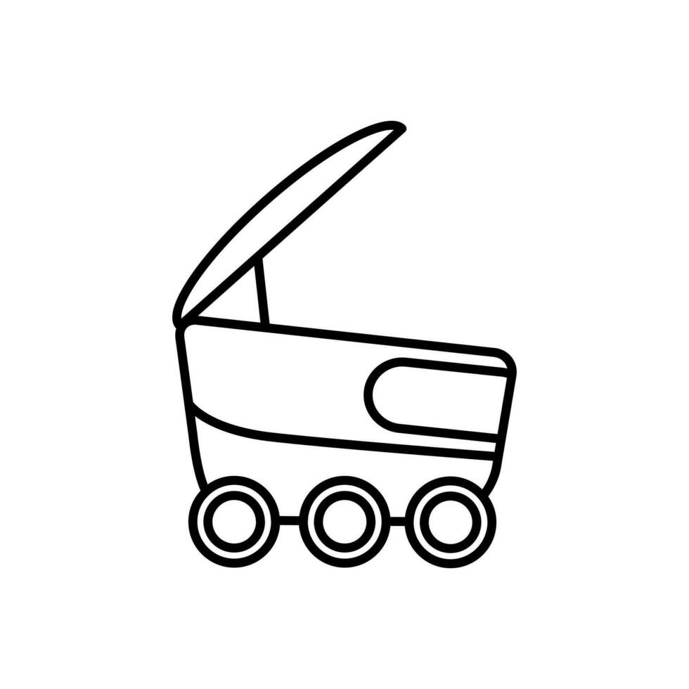 Robot delivery carrier with open  cap. Auto vehicle  to carry packages. Service. No contact. Innovative technologies. Vector illustration. Auto vehicle. Icon line. Robot delivery.