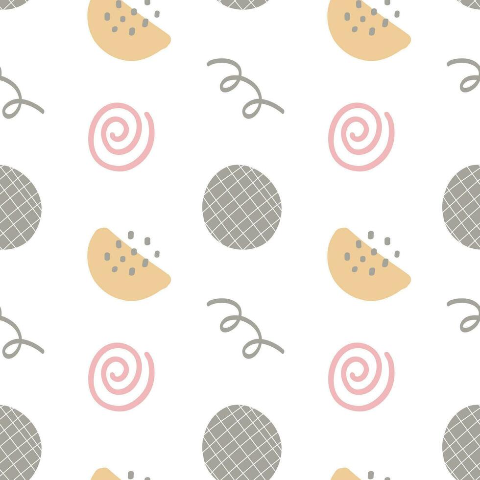 Abstract Boho Seamless Pattern. Various shapes. Isolated on white background. vector
