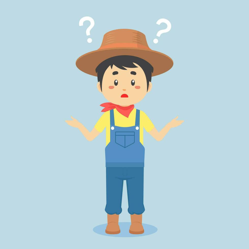 Farmer Confused with Question Mark vector