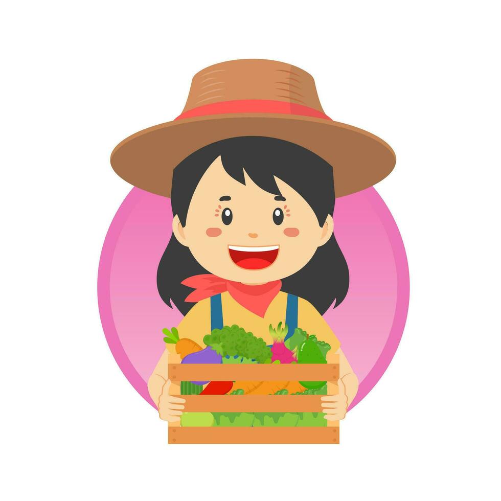 Farmer Harvesting Vegetables and Fruit Avatar vector