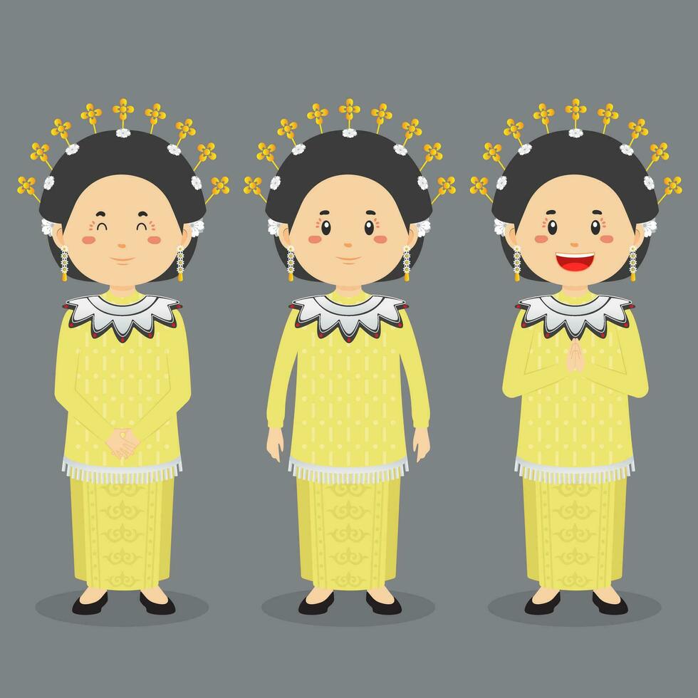 Gorontalo Character with Various Expression vector
