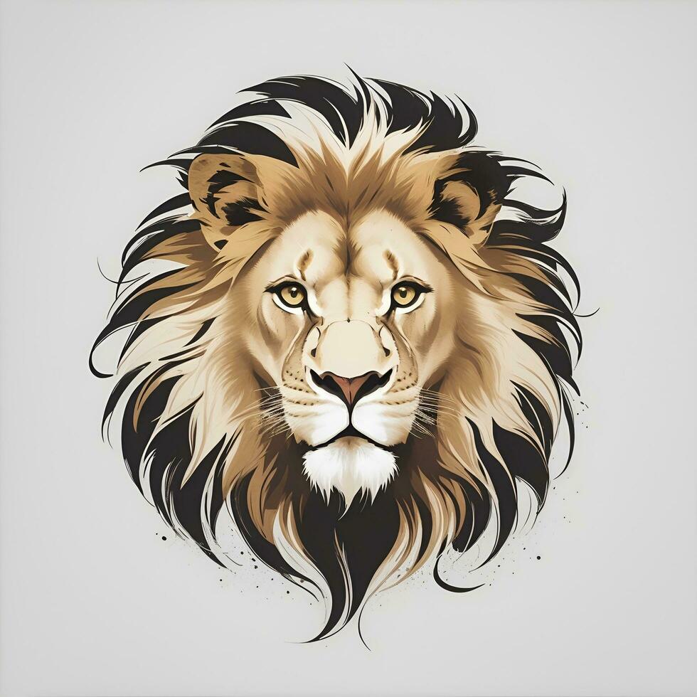 Lion head illustration, AI generated photo