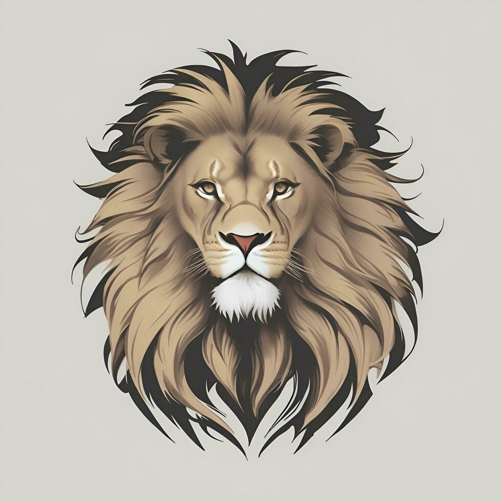 Lion head illustration, AI generated photo