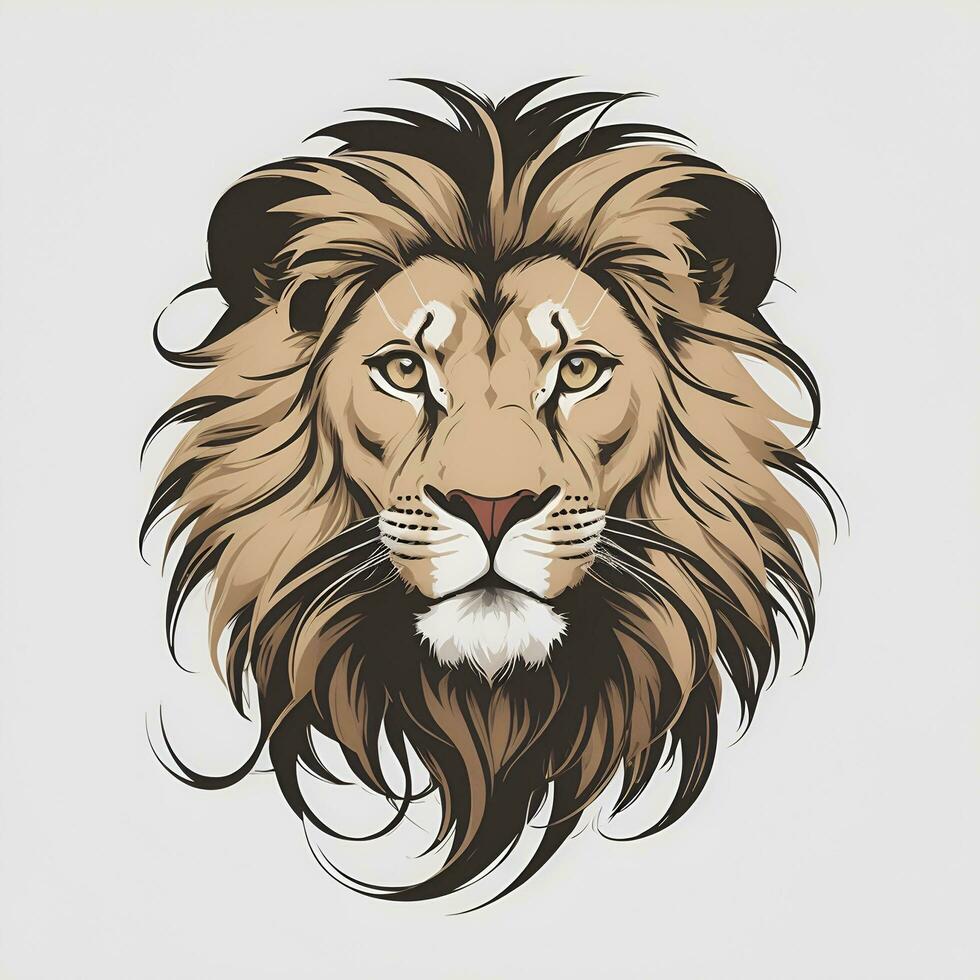 Lion head illustration, AI generated photo