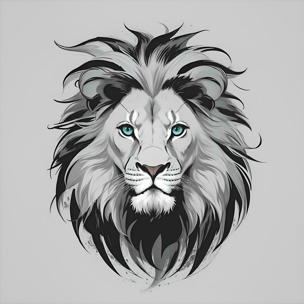 Lion head illustration, AI generated photo