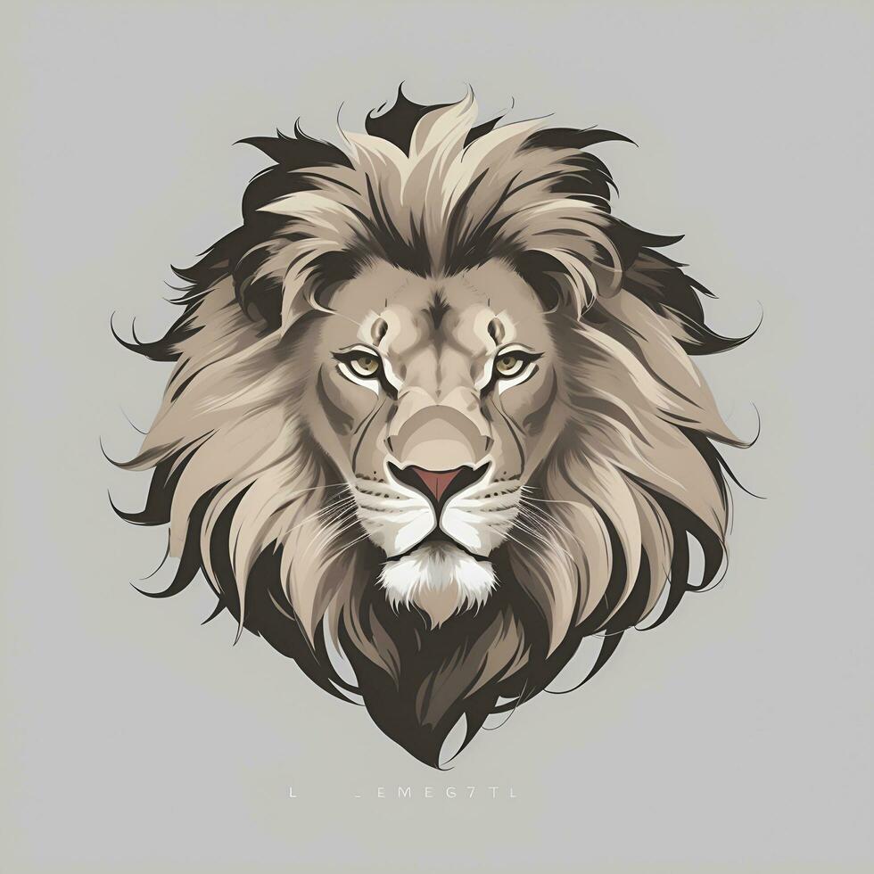 Lion head illustration, AI generated photo