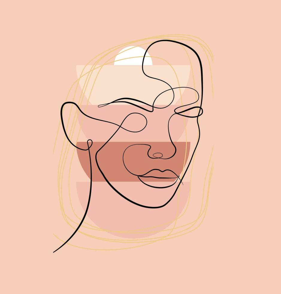 hembra resumen cara retrato dibujo de un hembra cara en un minimalista línea estilo vector