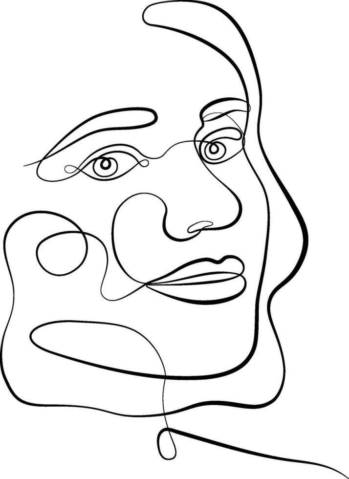 Female abstract face portrait drawing of a female face in a minimalist line style vector