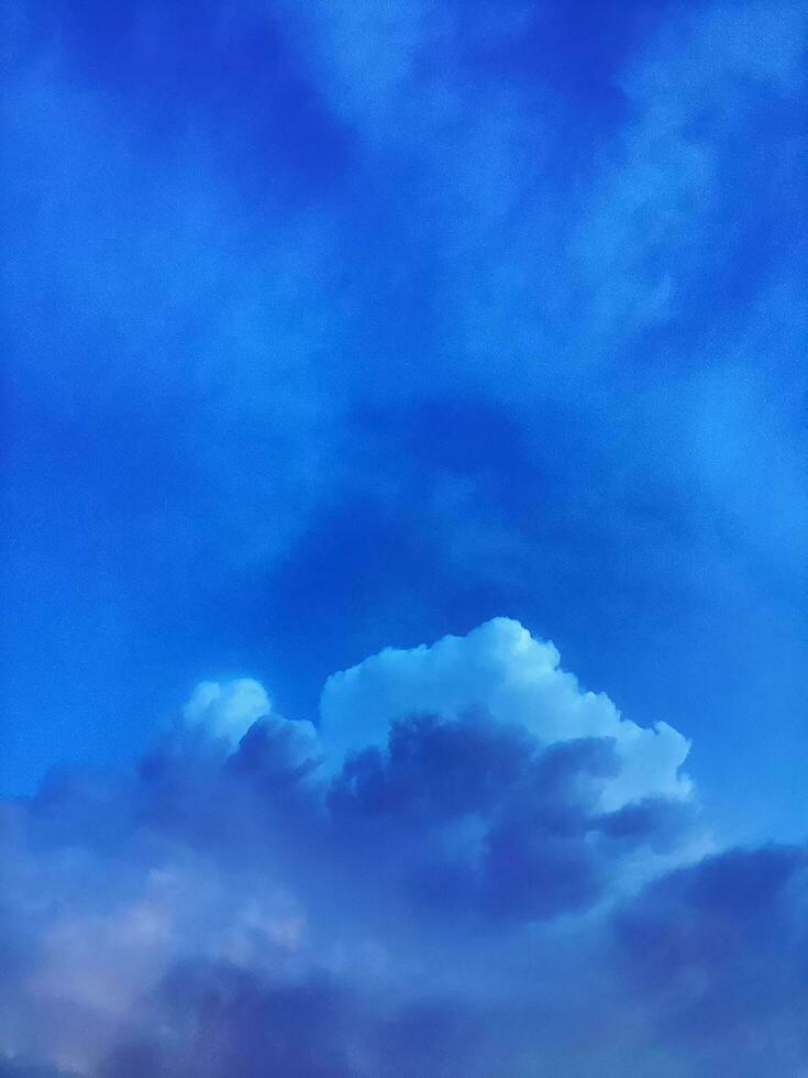 White cloudy in the blue sky natural background, copy space for write text photo