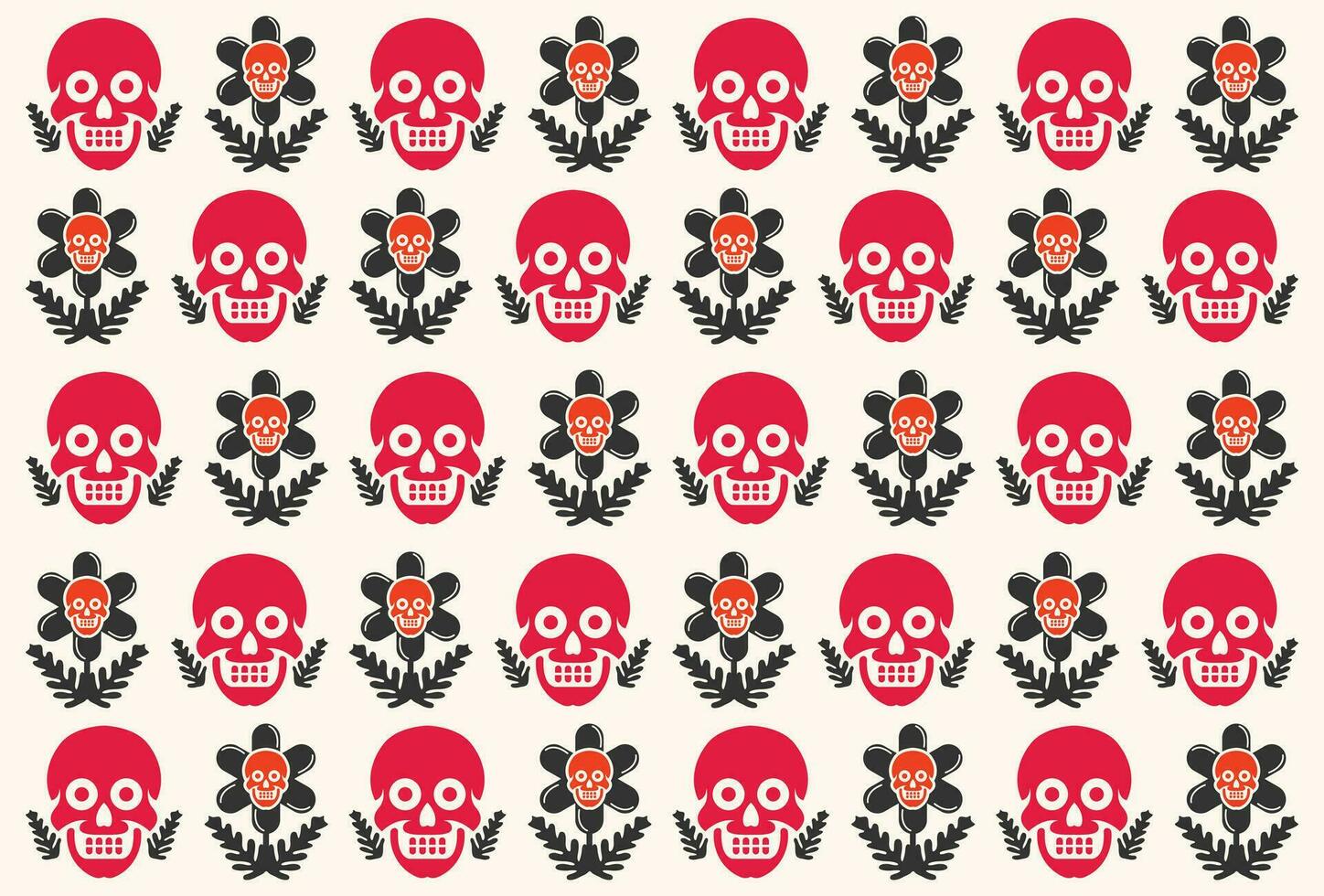 skull and flower pattern vector