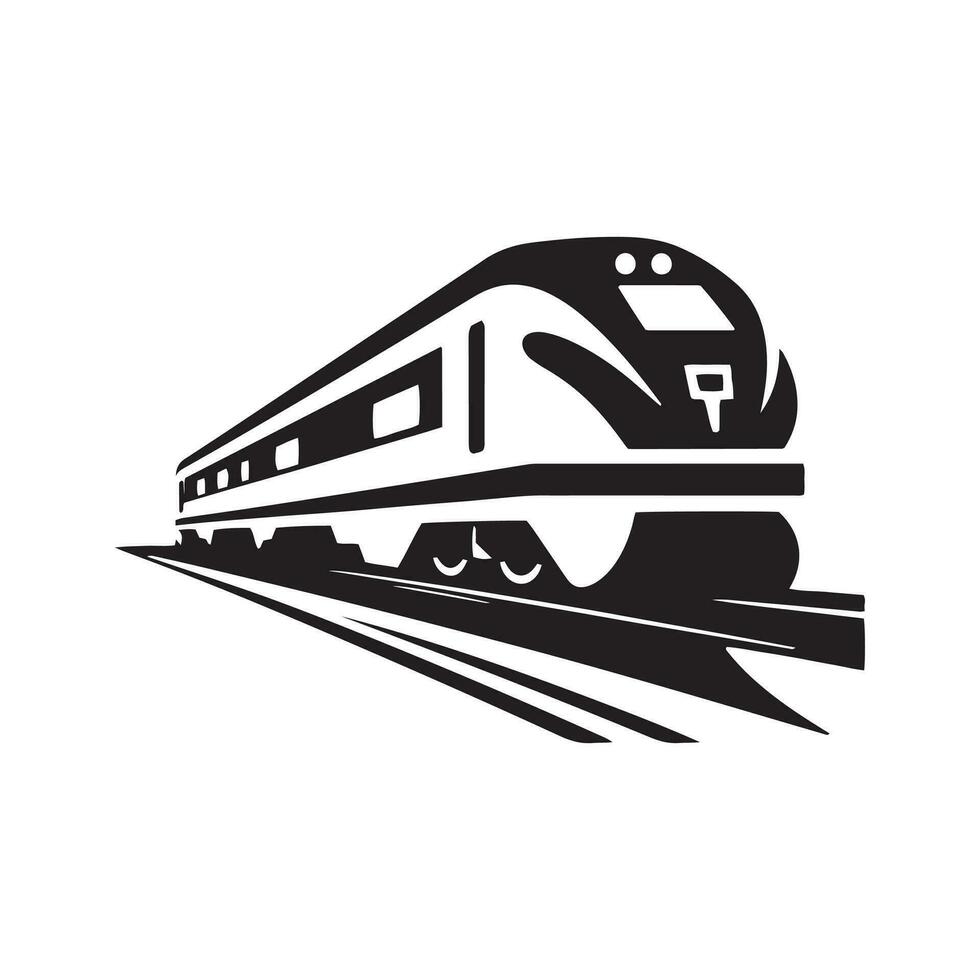 Train logo tram icon metro vector silhouette isolated design black train
