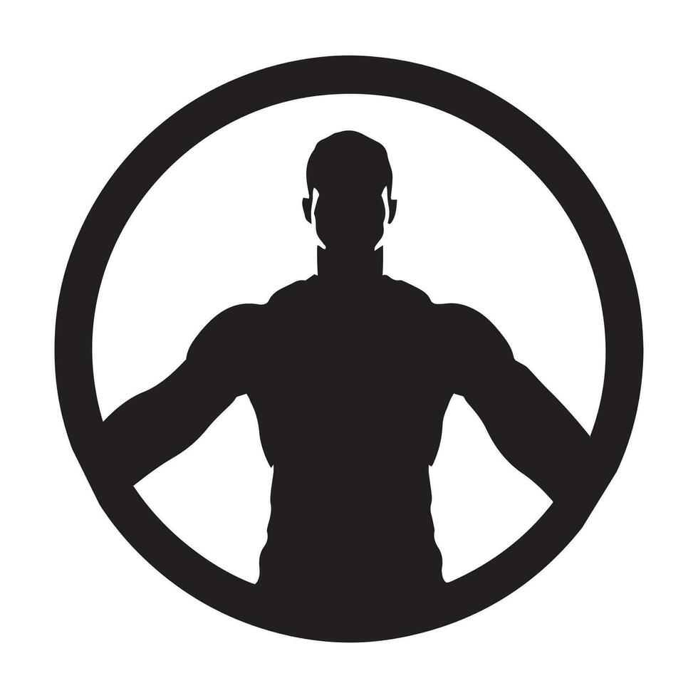 A logo of standing man vector isolated silhouette design gym concept icon