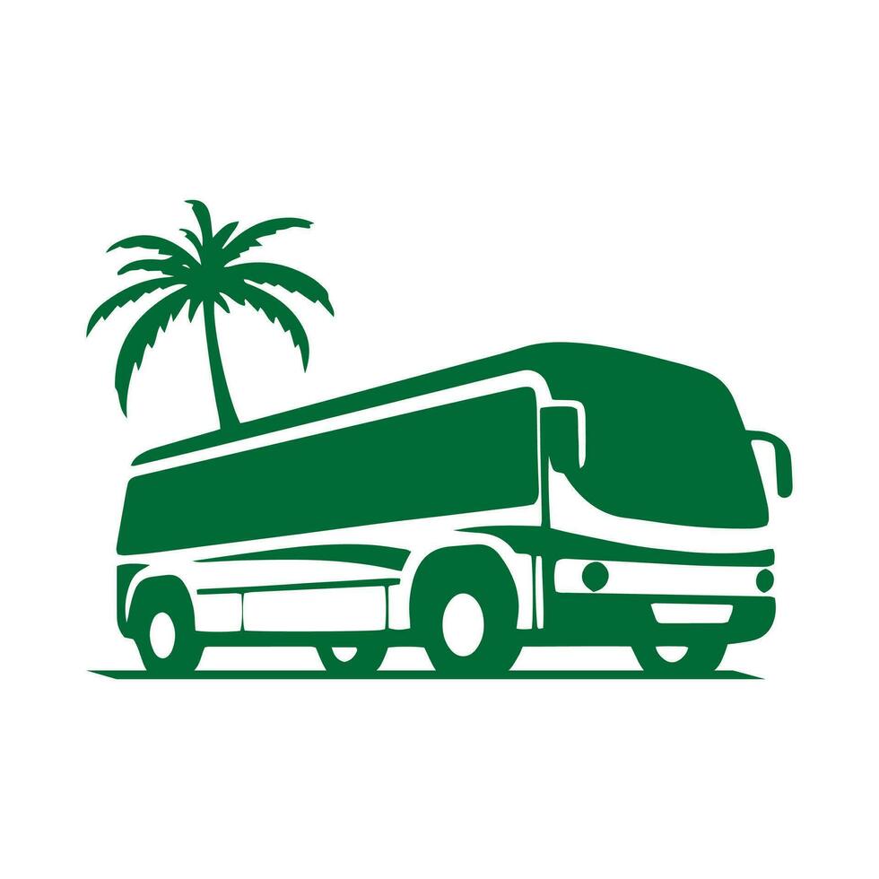 Logo of bus icon school bus vector isolated transport bus silhouette design with tree