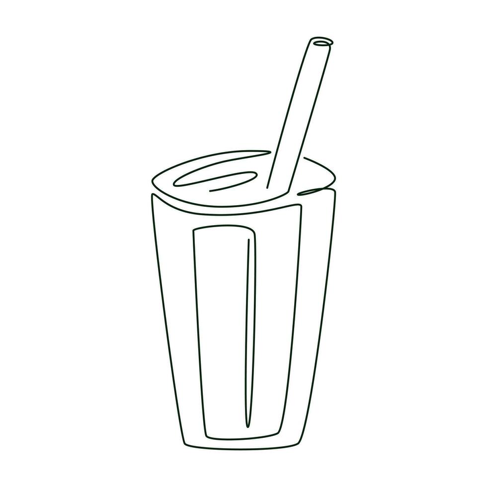 vaso bebida vaso con paja, vector aislado ilustración en línea Arte estilo con interminable línea.