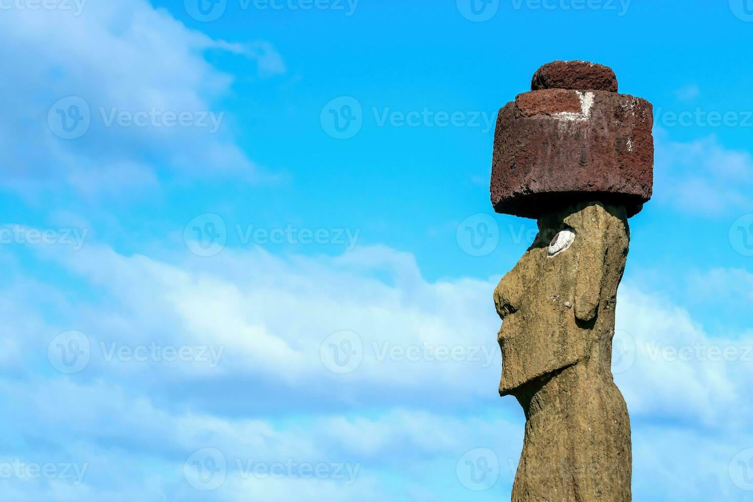 The ancient moai on Easter Island of Chile photo