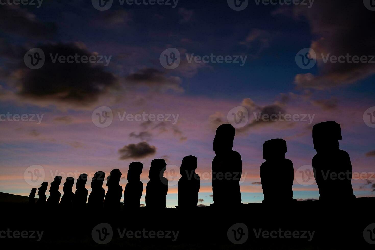 The ancient moai on Easter Island of Chile photo