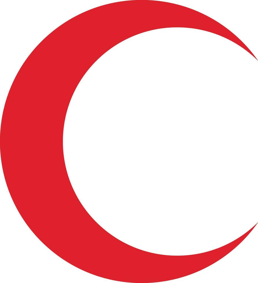 Red crescent moon icon vector isolated on white background