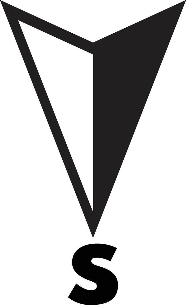 South arrow icon . Arrow compass icon vector isolated on white background