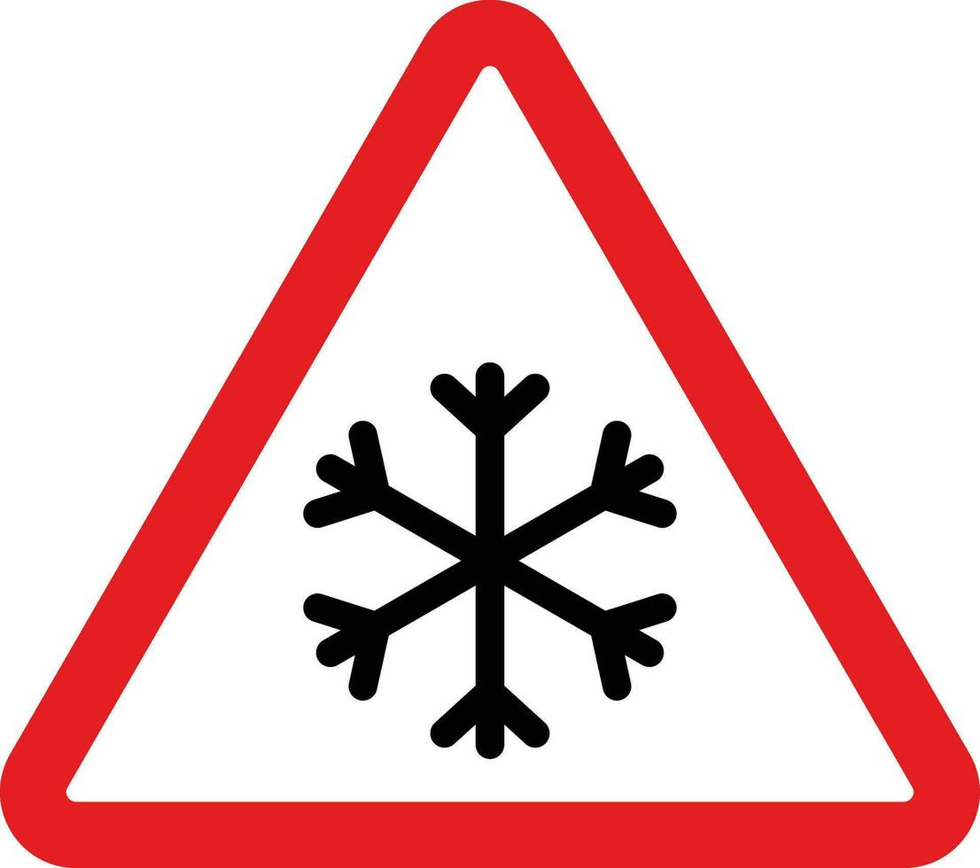 Snow flake danger sign . Caution Snow sign vector . ice Sign