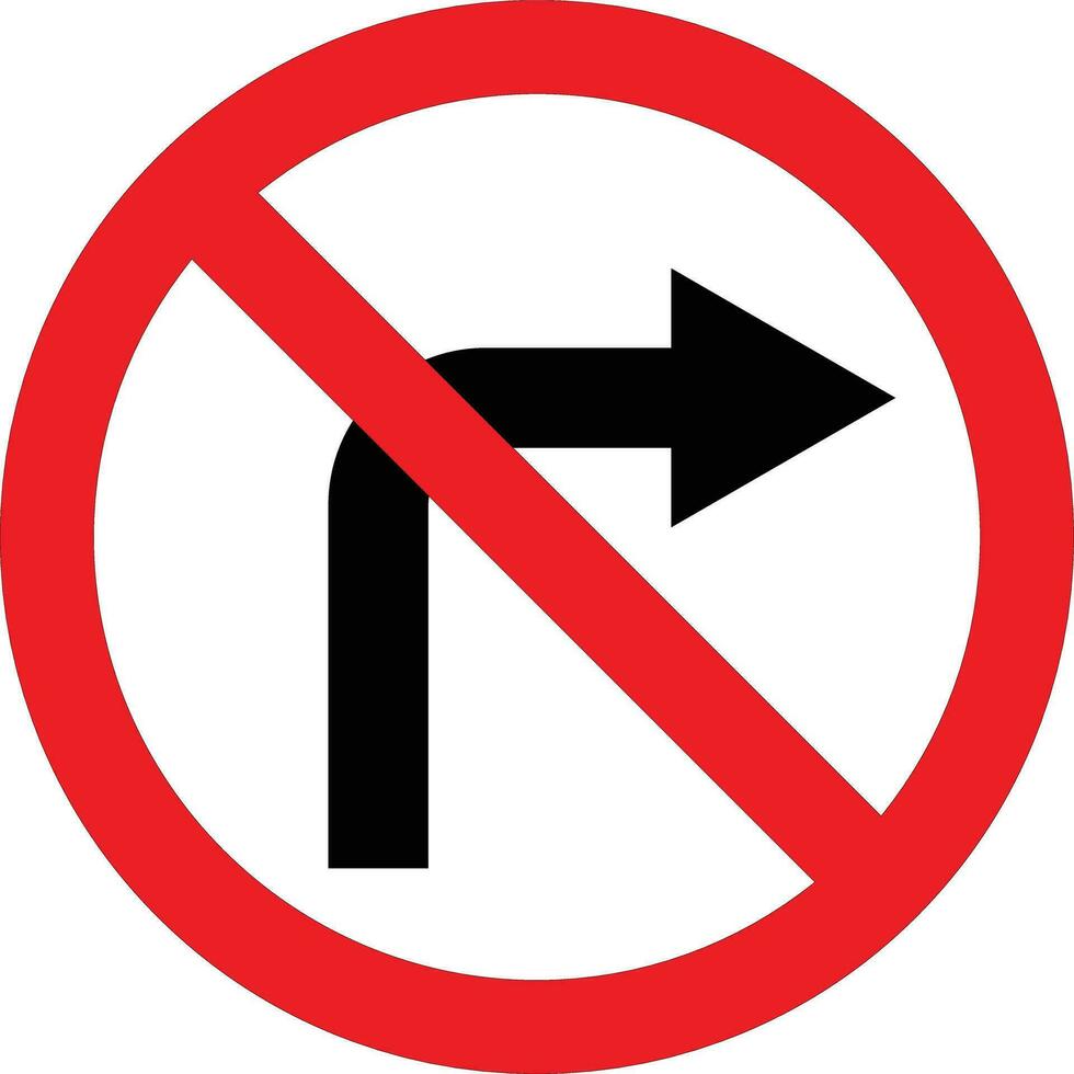 No right turn sign . Do not turn right sign . Vector illustration