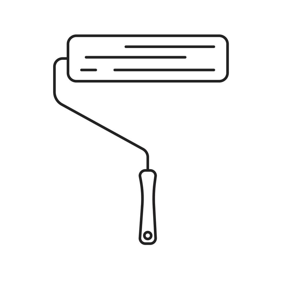 Vector illustration in flat style. Paint roller icon, outline in doodle style.