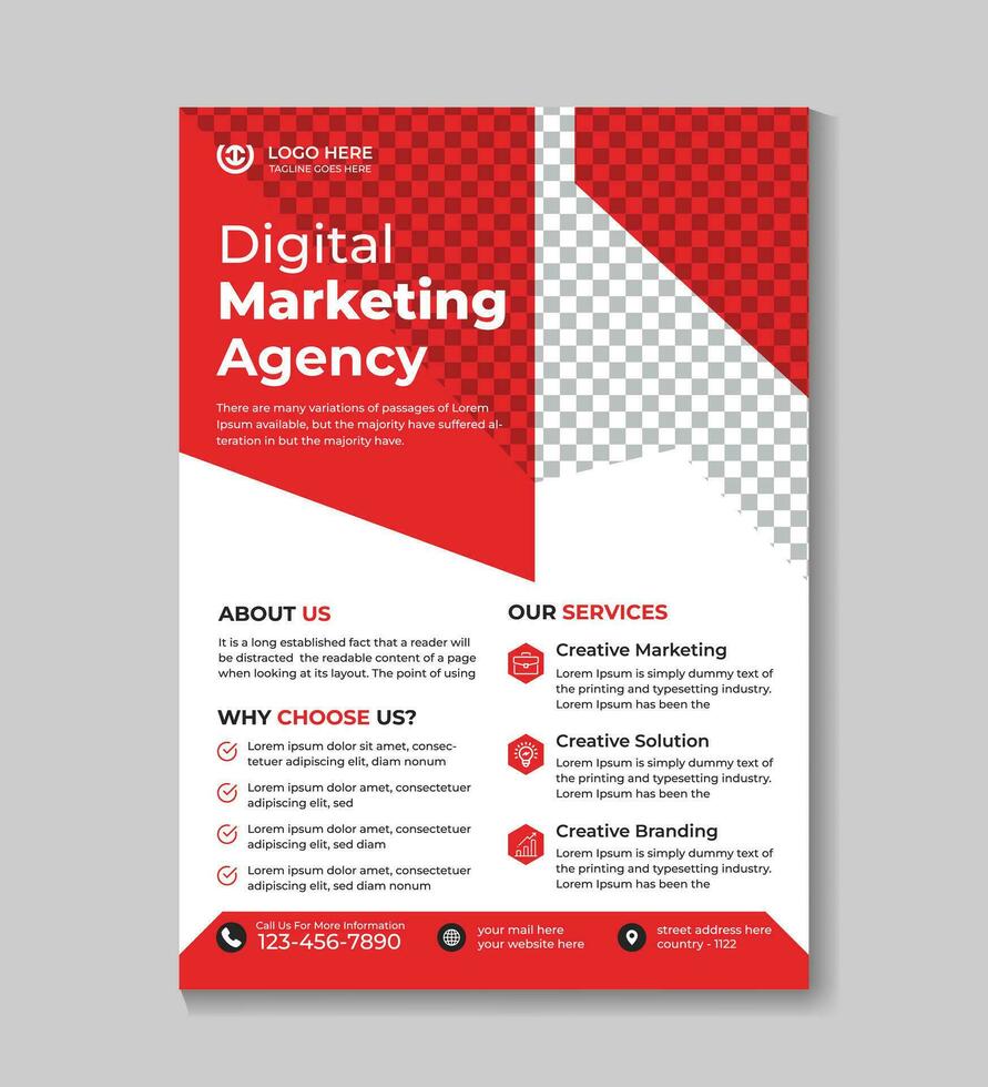 Modern digital marketing business flyer design template brochure, cover, annual report, poster, flyer, promotion, advertising, leaflet design vector