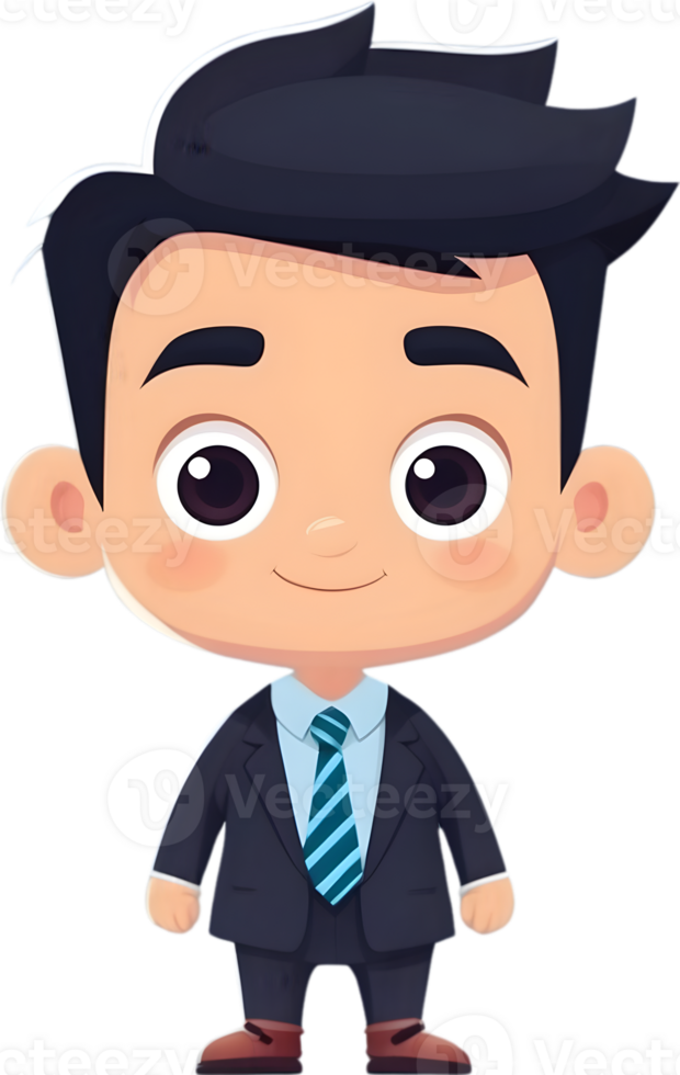 cartoon businessman working at his desk, ai generative png