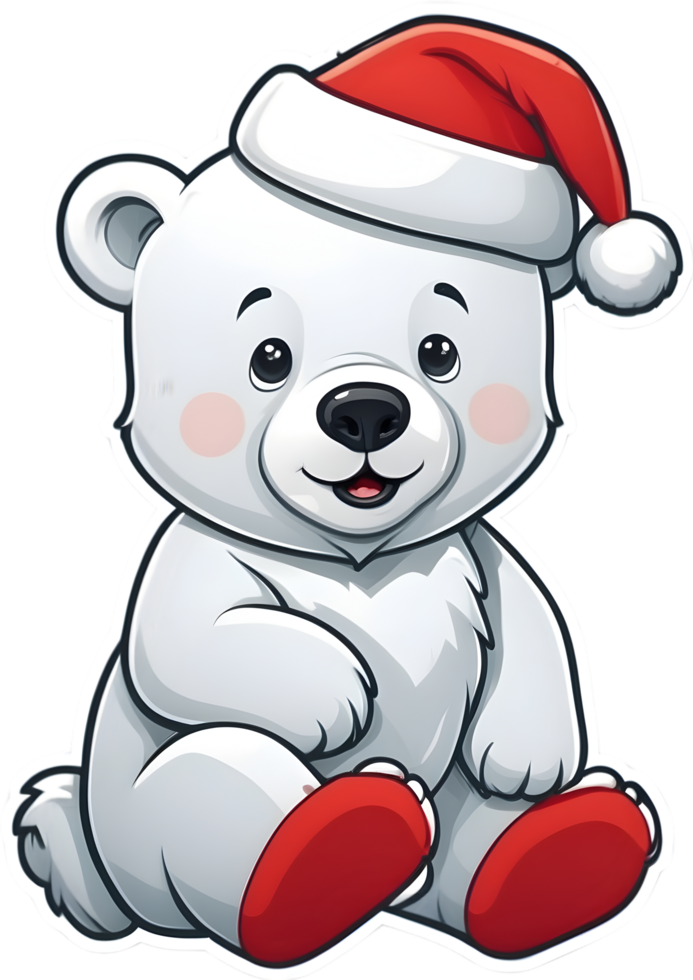 cartoon polar bear with snow on his back ai generative,Christmas icons, Festive symbols, Holiday season, Xmas decorations png