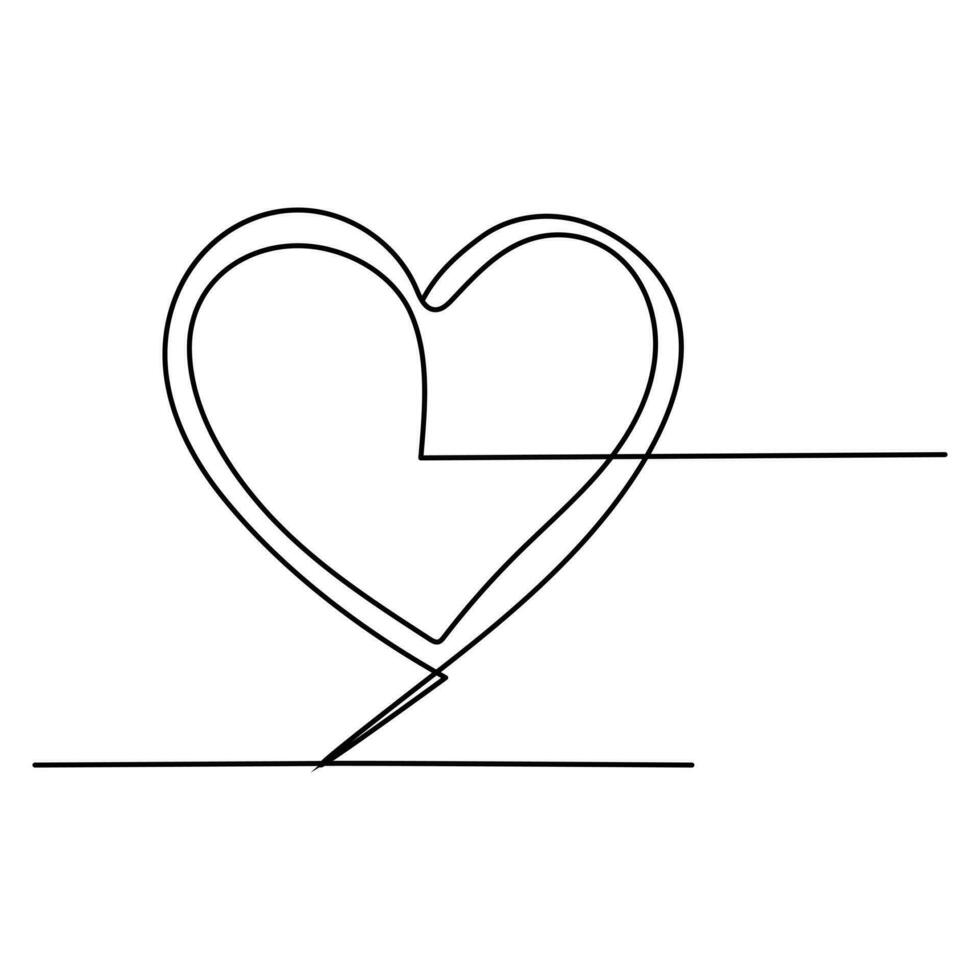 Valentines day heart shape Continuous one line vector art and love shape art drawing