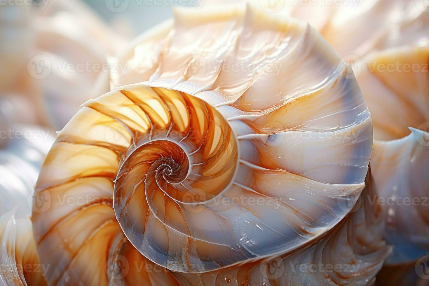 Extreme closeup texture of spiral shell, abstract background of macro of sea life. AI Generation photo