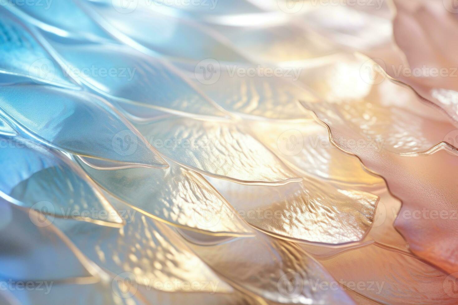 Macro of translucent texture of scales of fish in gentle colors. Abstract background with sea life. AI Generated photo