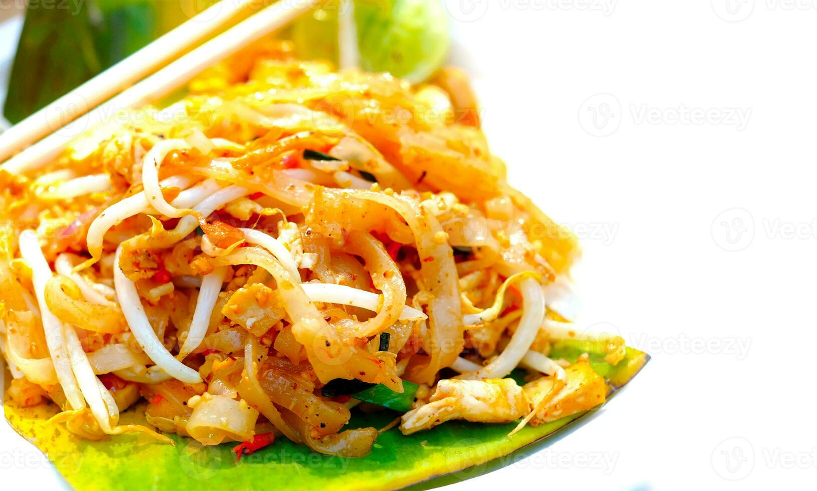 Dry Pad Thai Noodles on a white background photo