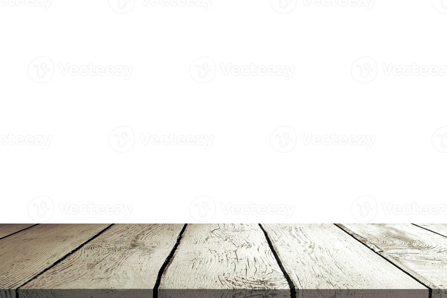 Empty wooden table on white background. For product advertisement. photo