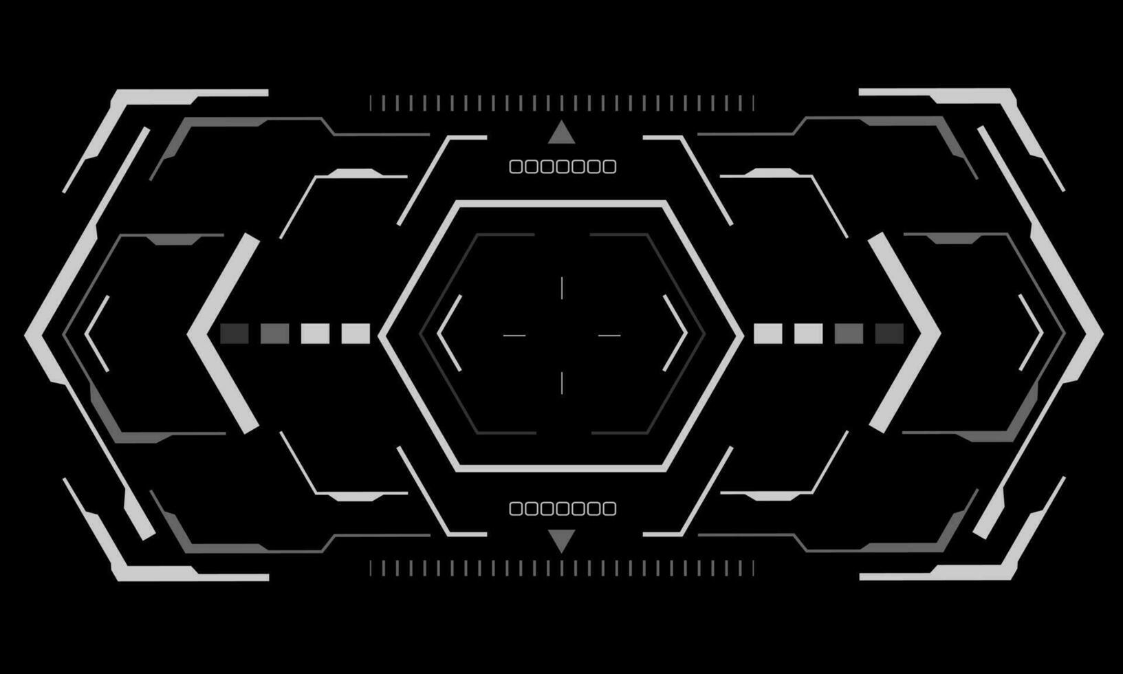 HUD sci-fi octagon interface screen view white geometric design virtual reality futuristic technology creative display on black vector