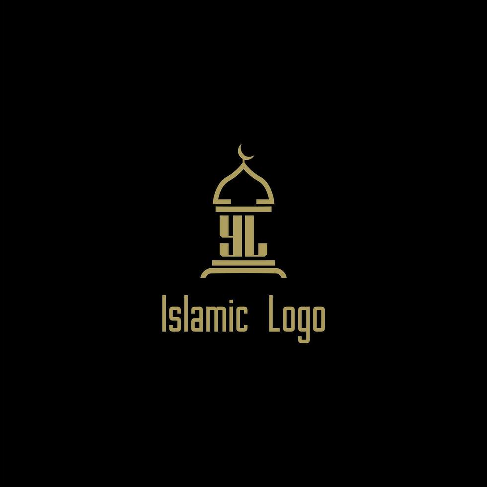 YL initial monogram for islamic logo with mosque icon design vector