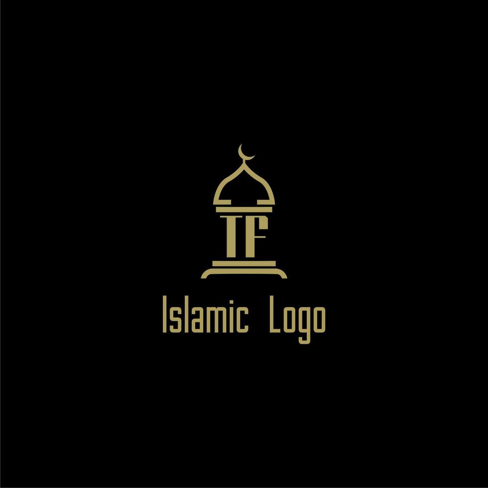 TF initial monogram for islamic logo with mosque icon design vector