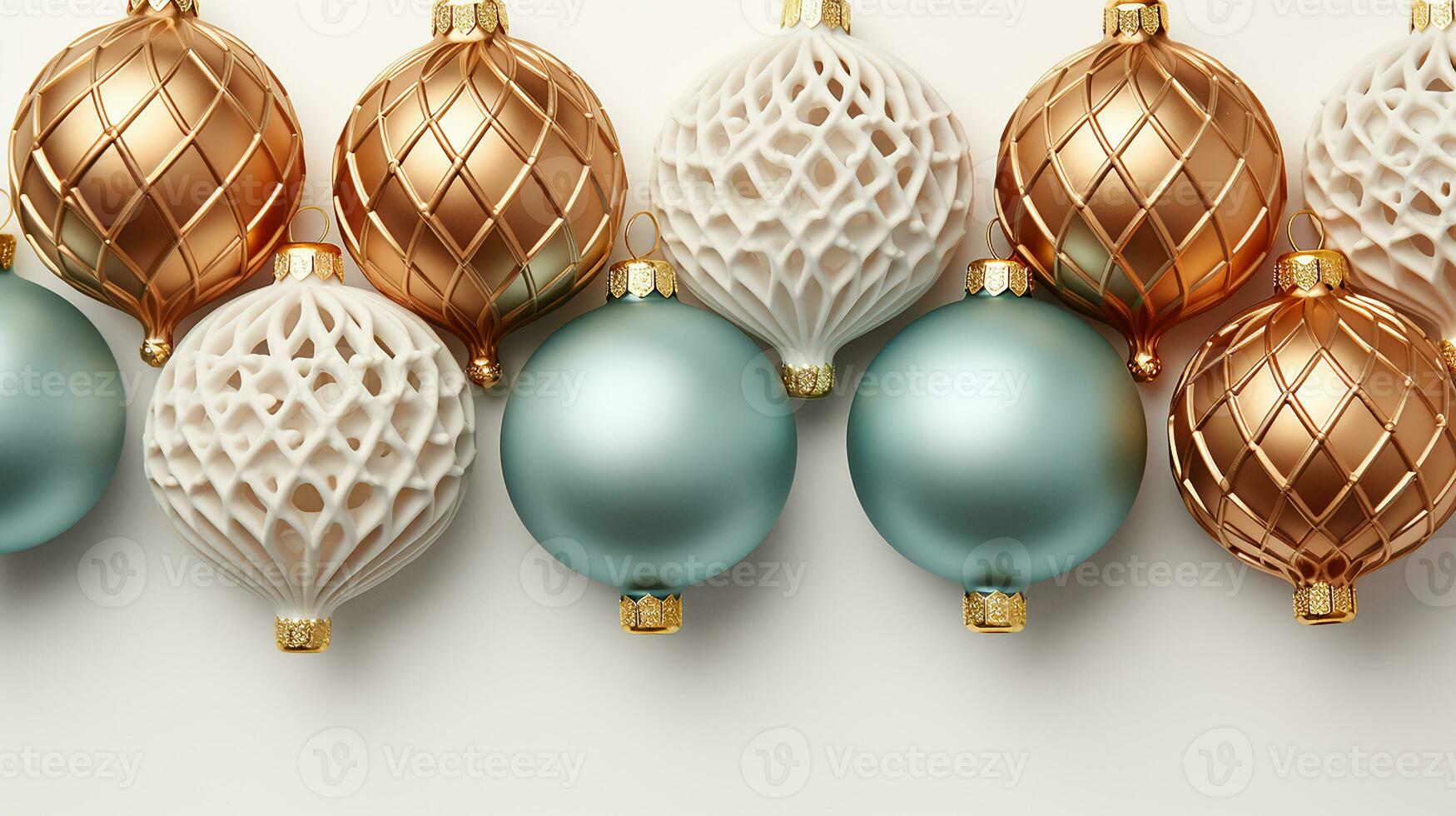 Festive Christmas Decoration on White Background, AI Generated photo