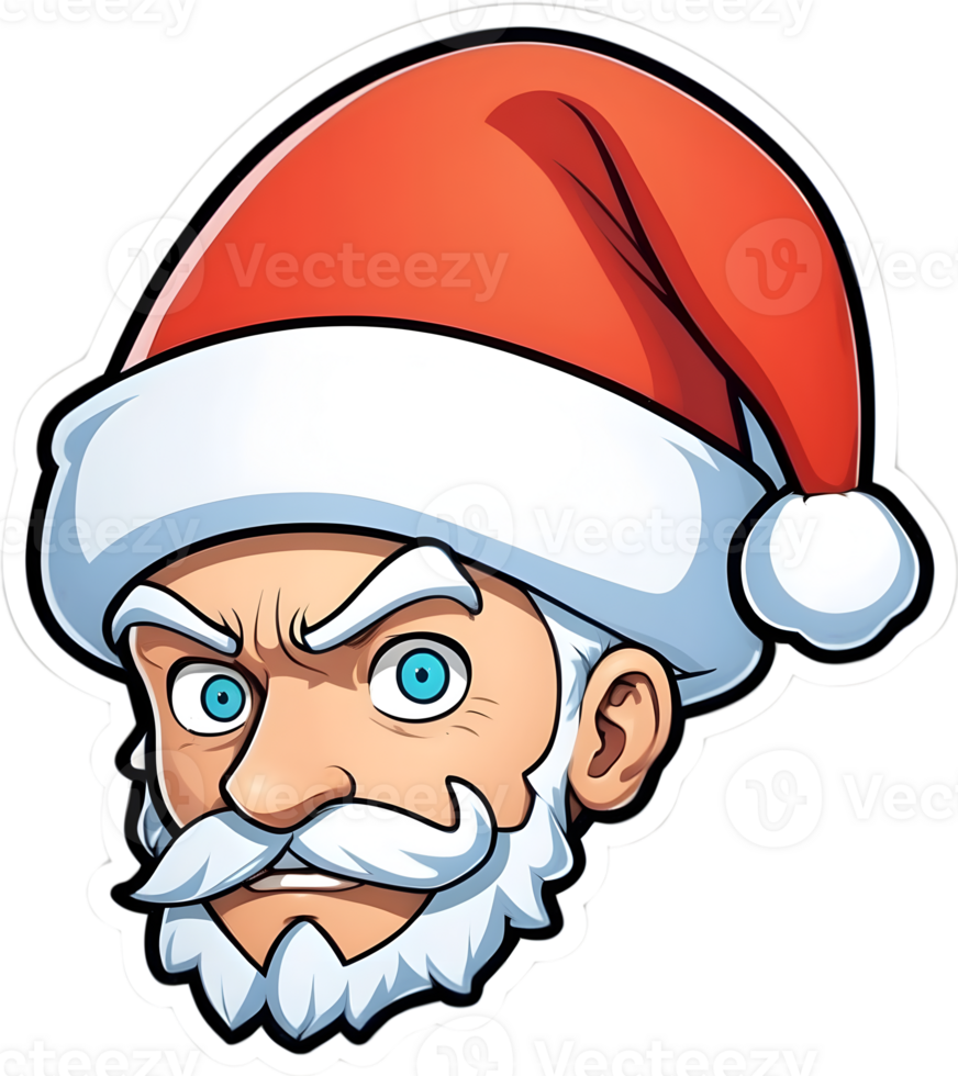 santa claus cartoon face with beard and mustache ai generative png