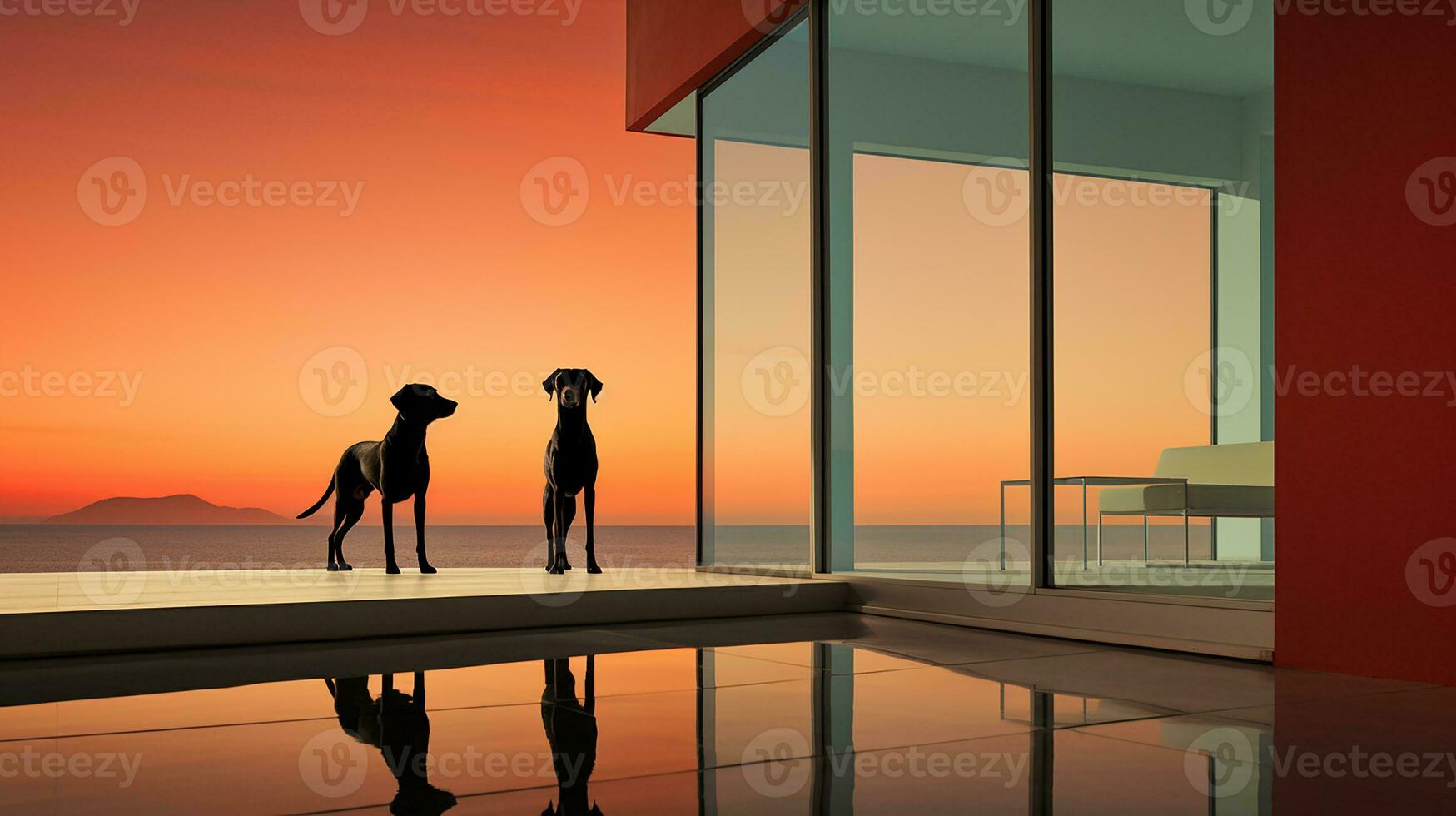 The dog in the luxurious home in the evening, AI Generated photo