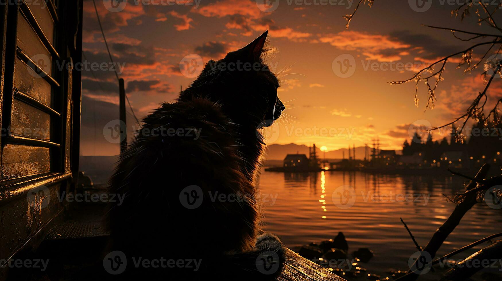 hermosa negro gato imagen, linda felino animal antecedentes imagen, ai generado foto