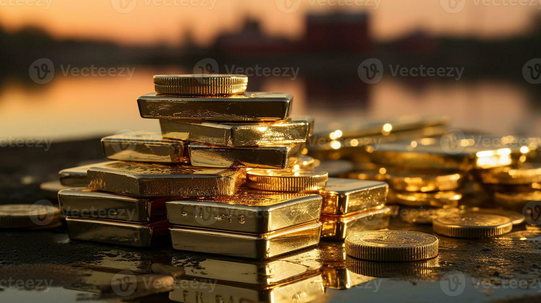 Stack of gold bars, AI Generated photo