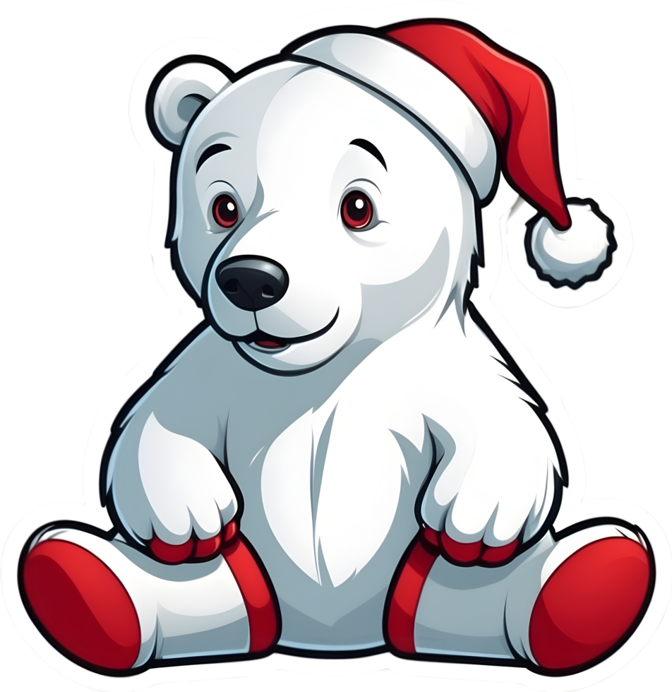 cartoon polar bear with snow on his back ai generative,Christmas icons, Festive symbols, Holiday season, Xmas decorations png