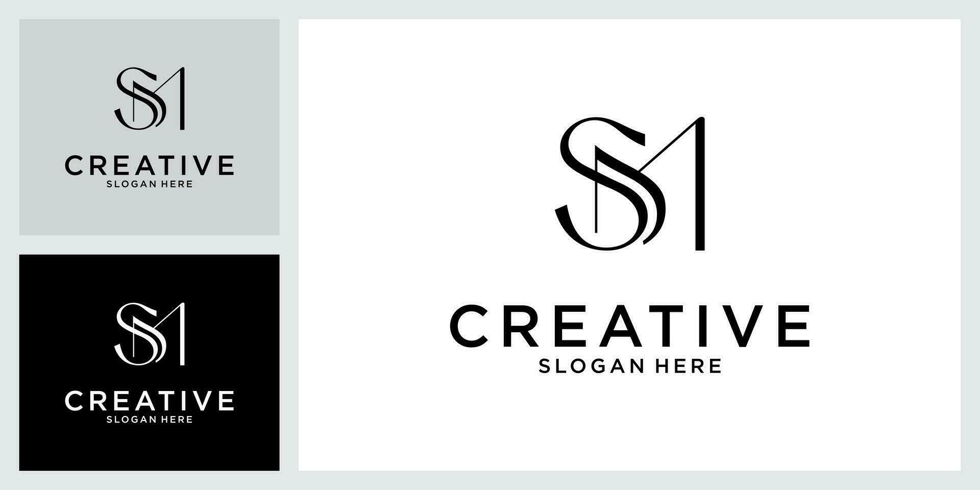 SM or MS initial letter logo design vector