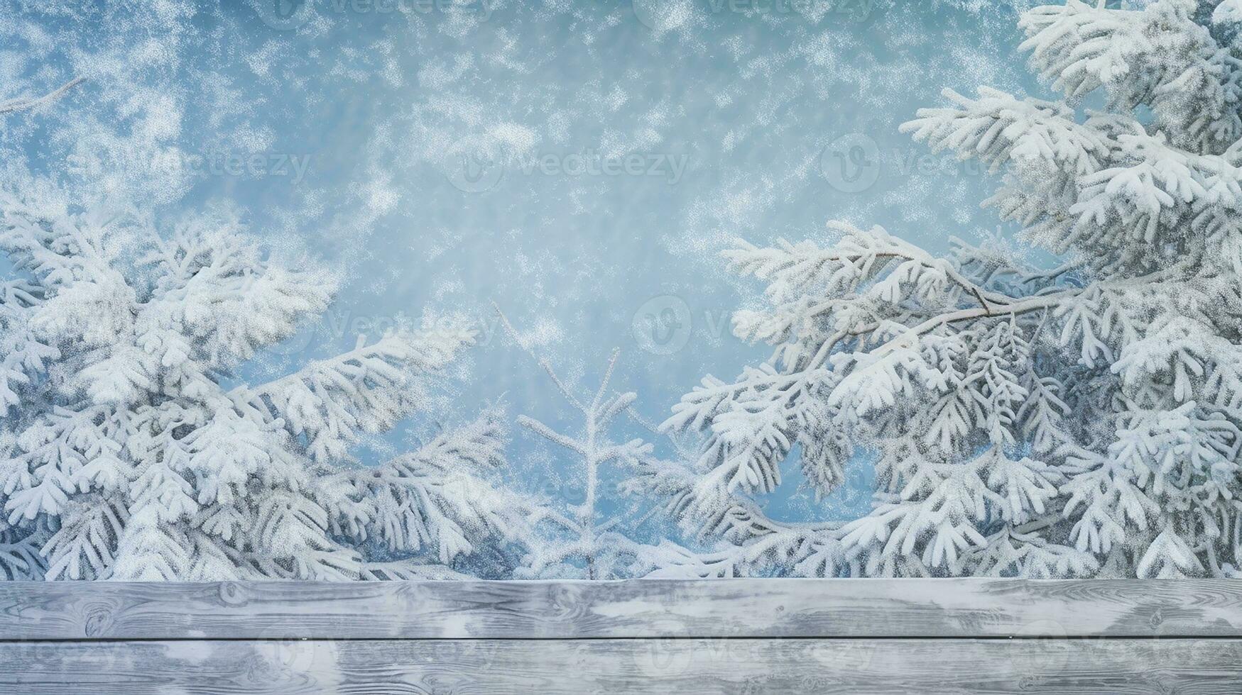 Christmas top view background with winter snow, AI Generated photo