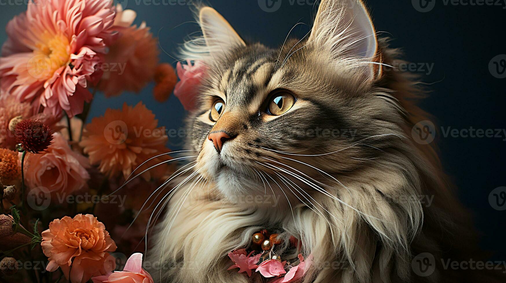 Beautiful funniest cat picture, cute feline animal background image, AI Generated photo